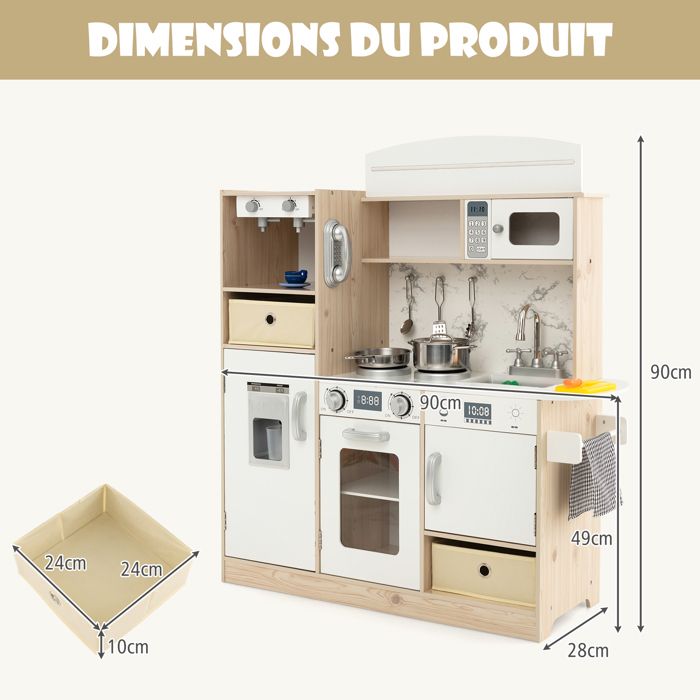 Cuisine enfant en bois rose avec accessoires variés (D'occasion) à