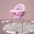 Chaise Haute pour Repas,Chaise Évolutive Pliable, Chaise Réglable Multifonction avec 4 roues,Chaise repas pour Bébé/Enfant, Rose-0