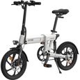 HIMO Z16 16 pouces pliant assistance électrique vélo cyclomoteur E-Bike gamme 80KM 10AH-Blanc-0