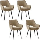 WAFTING Lot de 4 Chaises de Salle à Manger avec Accoudoirs, Rembourrées avec Dossier en Velours,Marron