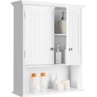 COSTWAY Meuble de Salle de Bain Armoire Murale avec 2 Portes Étagères Réglables Armoire à Pharmacie de Rangement 60x19x71cm Blanc