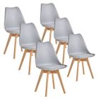 BRAND Chaises de Salle à Manger - DOWISDOLY - Scandinave - Lot de 6 - Assise en cuir - L 49 x P 42 x H 83 (Gris)