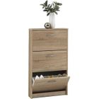 FMD Armoire à chaussures 3 compartiments inclinables Chêne 411-003