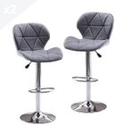 KITYTETY Lot de 2 Tabourets de Bar Design Contemporain - Pivotant 360° Chaises de Bar Hauteur Réglable - Lin Gris