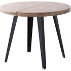 PEGANE Table à manger ronde extensible en bois de chêne miel avec pieds en métal noir-Longueur 140-180 x Profondeur 100 x Hauteur 76 cm