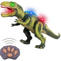 Jouet de dinosaure télécommandé T-Rex vert avec mouvement, lumière et son