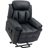 Fauteuil releveur inclinable avec repose-pied ajustable - fauteuil de relaxation électrique - revêtement synthétique noir