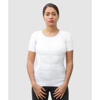 T-shirt Correcteur de Posture Femme - Anti Mal de Dos - Compression - Maillot de Corps Manches Courtes Blanc