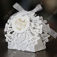 TD® 50 pièces Boîte à bonbons Blanc Papillon Jour de Noël Saint-Valentin Cadeau de mariage Design en creux Bonbonnière