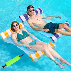 Lot De 2 Fauteuils De Piscine Gonflables 4 En 1 – Assise En Maille, Dos Réglable, Capacité 115 Kg, Pour été Plage Lac
