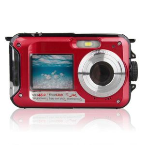 CAMÉSCOPE NUMÉRIQUE rouge - Caméra numérique étanche avec double écran, caméscope HD sous marin anti tremblement, vidéo Full HD,