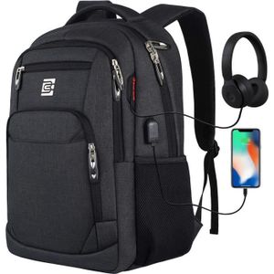 SAC À DOS INFORMATIQUE Sac à Dos Ordinateur 17,3 Pouces avec USB Charging Port, Résistant à l'eau Sac a Dos PC Portable et Sac à Dos Grande Capacité (Noir)