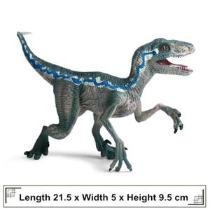 FIGURINE - PERSONNAGE Bleu - Figurine de Dinosaure VelDynraptor Bleu-Rouge, Modèle de Simulation d'Animaux, Jouets de Collection, C