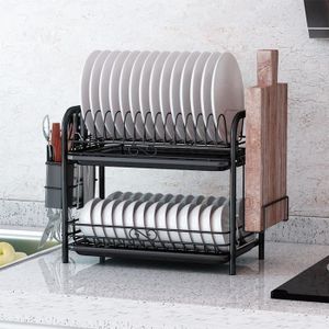 Soldes 2020 Egouttoir A Vaisselle Avec Porte Couverts Gris Noir