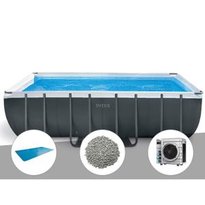 PISCINE Kit piscine tubulaire Intex Ultra XTR Frame rectangulaire 5,49 x 2,74 x 1,32 m + Bâche à bulles + 20 kg de zéolite + Pompe à chaleur