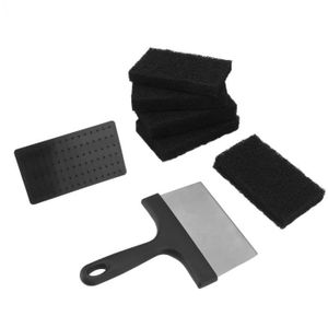 USTENSILE Kit de nettoyage de grille de barbecue - KIMISS - avec grattoir en acier inoxydable et brosse amovible - Blanc