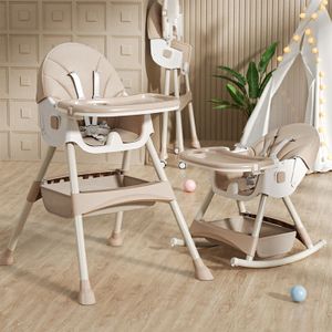 Coussin chaise haute bébé - Camel / Rayé