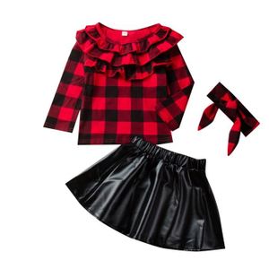 18-24 mois Noir Ensemble jupe en tricot à manches longues et bouffantes pour bébé fille mini jupe en cuir