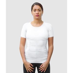 T-SHIRT DE COMPRESSION T-shirt Correcteur de Posture Femme - Anti Mal de Dos - Compression - Maillot de Corps Manches Courtes Blanc