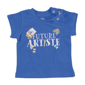 T-SHIRT T-shirt Bébé Manche Courte Bleu Future Artiste Peinture Peintre Art Sculpture