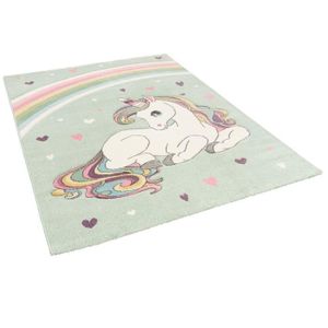 Tapis Enfant Flamant Rose Pastel - Velours Doux, Coupe Main, Compatible Chauffage Au Sol - 5 Tailles