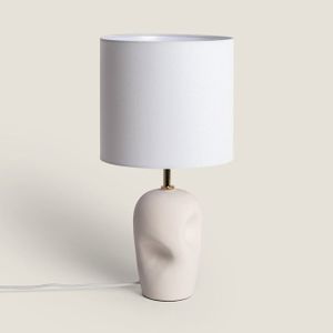 Lampe à Poser Toxey Atmosphera - Bois Et Ivoire - H 21 Cm - Abat-Jour Polyester
