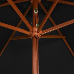 PARASOL Parasol d\\\'extérieur avec mât en bois Noir 200x300 cm 313760