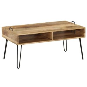 TABLE BASSE (246020) Table basse Bois de manguier massif 100 x 60 x 45 cm YIN - VINGVO - Laqué - Marron - Industriel - Loft