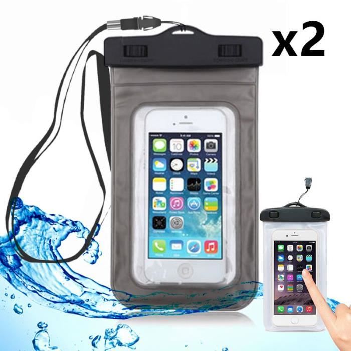 Pochette étanche pour téléphone (Noir), pochette de téléphone avec cordon  plus large, sac étanche pour la natation pour iPhone 12 11 Pro Max XS XR X,  Samsung S20 A70 A50, Huawei, etc.