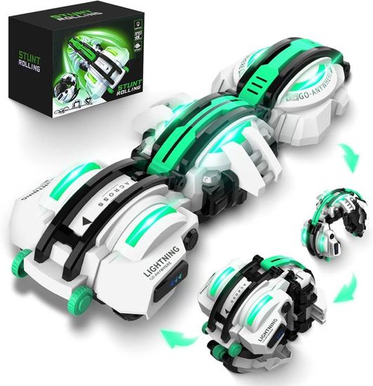 Ophy Voiture Télécommandée Enfant, 360° Rotation Camion Cascadeuse avec Lumière, 2 Batterie, 2,4GHz RC Voiture Radiocommandee, Jeux Extérieur Jouet Cadeau Fille 4, 5, 6, 7, 8, 9 Ans