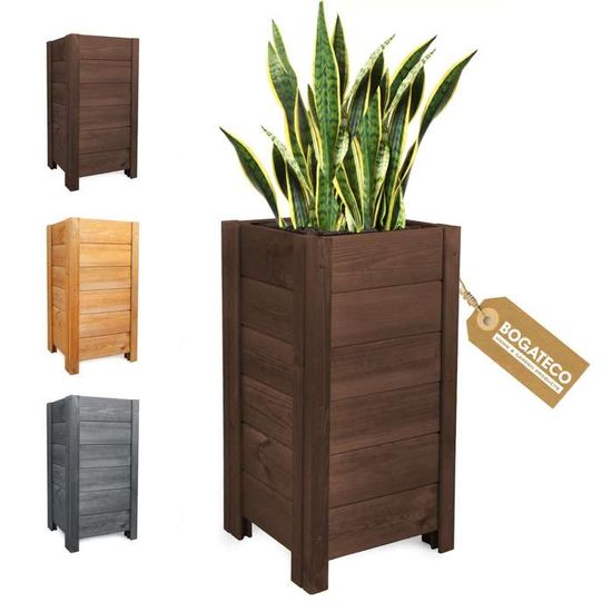 BOGATECO Grande Caisse En Bois Naturel Noir 60 X 35 X 14,5 Cm – Boîte Décorative Rustique Pour Fruits, Légumes, Rangement & Déco Maison