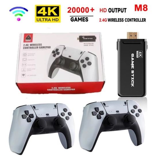 Console De Jeu Rétro M8 64Go Sans Fil - Plus De 20 000 Jeux, HDMI 4K Plug & Play, 2 Manettes 2.4G - Parfait Cadeau Noël & Anniversaire