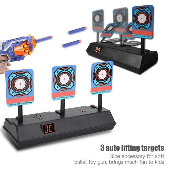 Zhcuves Cible Électronique Avec Pistolet Nerf – 20 Fléchettes, LCD, Effets Sonores – Jeu De Tir Pour Enfants 3-10 Ans – Cadeau Anniversaire