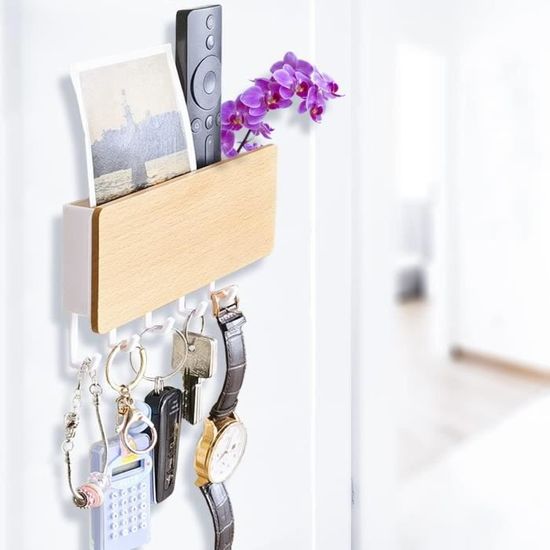 SHYFOY Porte Clef Mural Miroir, Porte-clés Mural Bling Avec 4 Crochets En Cristal, Accroche Clef, Support De Porte-clés Décoratif Pour Entrée, Couloir, Cuisine, Bureau, Argent