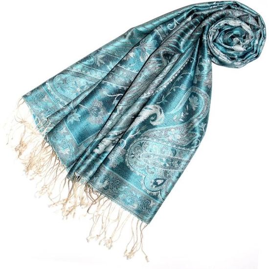 LORENZO CANA panno lusso sciarpa Pashmina Sciarpa tessuto 100% seta 70 x 190 cm Jacquard Paisley Sciarpa di seta sciarpa di seta di seta npash Mina harmonische colori