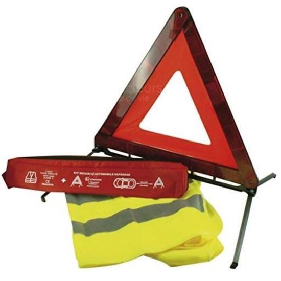 Kit gilet jaune et triangle de signalisation - Norme CE