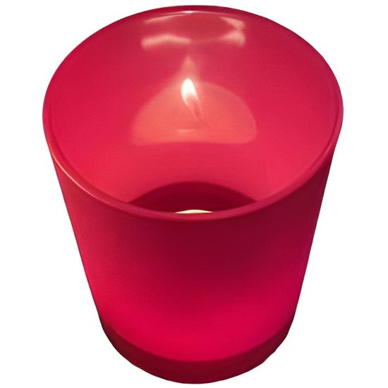 Bougeoir / Photophore en verre NICK, rouge-transparent, 8cm, 8cm