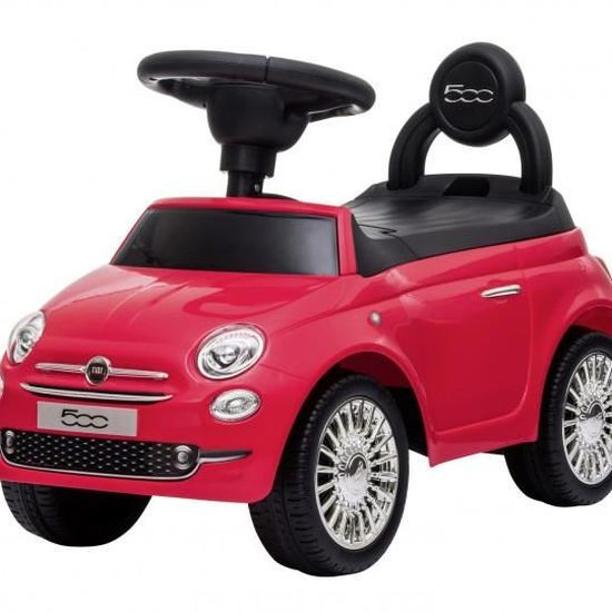 Porteur Enfant - Fiat - 500 Rouge - Volant Multifonctionnel - Tiroir Sous le Siège