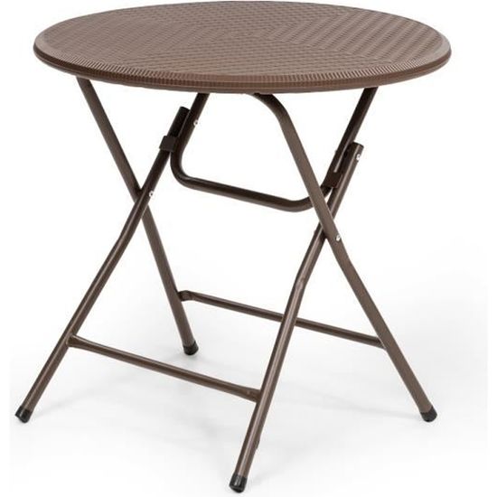 Blumfeldt Burgos Round Table De Jardin Ronde Pliable Ø 80cm 2 à 4 Personnes Design Résine Tressée Polyrotin Marron Cadre Acier C Blumfeldt Burgos Round Table De Jardin, 32 Round Table