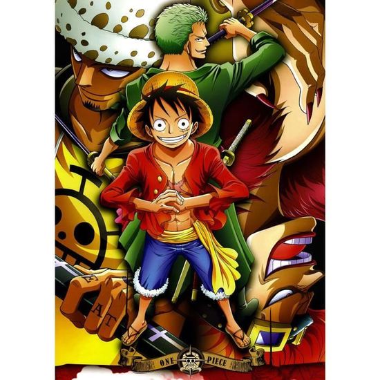 Fabulous Tableau Décoratif En Toile One Piece Manga Luffy Zoro Sanji Chopers 35 Cm X 30 Cm