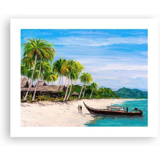 Affiche Décorative 30x40 Cm - Thème Plage, Mer, Palmier - Multicolore - Marque ARTTOR - Neuf Sous Emballage