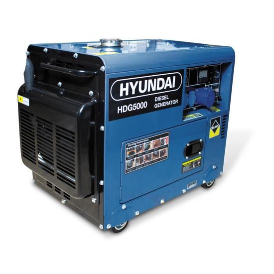 Groupe électrogène diesel 5000 W - HYUNDAI - HDG5000 - Démarrage électrique - Technologie AVR