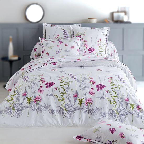 Parure De Lit En Satin 400 Fils 100% Coton Peigné - 140x200 Cm - Écume De Mer - Housse De Couette + Drap Plat + Taies