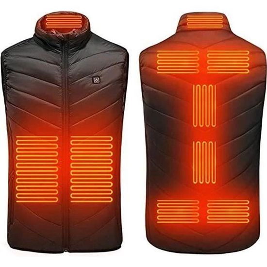 Gilet Chauffant Sans Manche Pour Homme - Rechargeable Par USB (batterie Non Incluse) - 3 Niveaux De Chauffe, 16 Zones - Slim Fit, Lavable