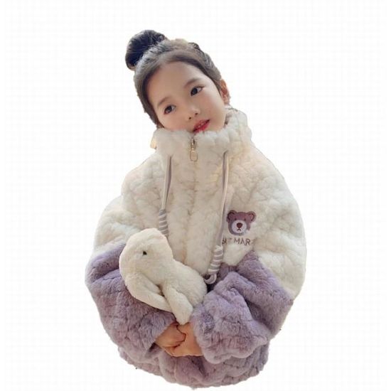 Manteau Polaire Fille 1-6 Ans - Veste Enfant Hiver Avec Motif Ours 3D, Douce Et Légère