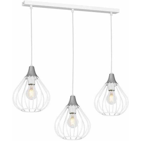 Lampadario A Sospensione Massive Nelson - 3 Luci Da 60W, 230V, Colore Grigio, Stile Fascino Neoclassico Per La Casa