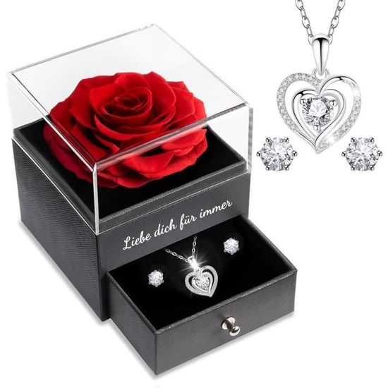 Cadre Avec Rose éternelle Et Message D'amour - Cadeau Romantique Pour Femme, Anniversaire, Saint-Valentin - Design Cœur