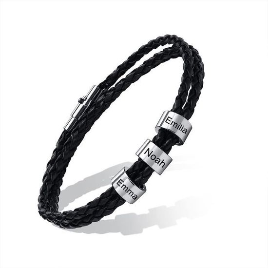 XUANPAI Personalized Couples Bracelets Set | Engraved Stainless Steel Rope Braided ID Bracelets For Him & Her - View #6