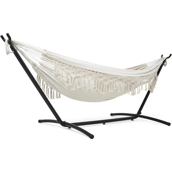 Hamac Avec Support Suspendu, Fauteuil, Polyester, Fer Gris, Capacité 150kg