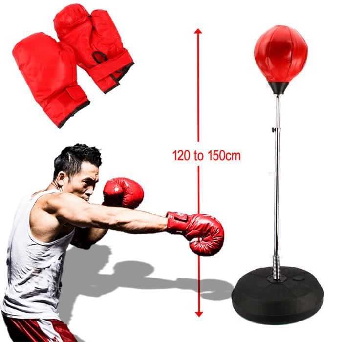 Set Sac de Frappe Boxe Entraînementde Punching Ball Réglable Pour Adulte Unisex+ Gants de Boxe+Pompe à air+Base de Pied